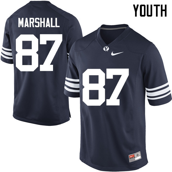 Youth #87 Hunter Marshall BYU Cougars College Football Jerseys Sale-Navy